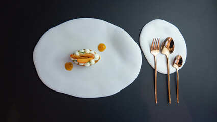 assiette gastronomique p&acirc;tisserie abricot