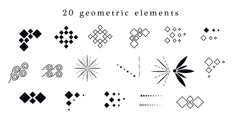 a set of geometric elements. modern objects isolated on a white background. decor, ornament for print, banner, postcard, invitation. vector art  illustration.