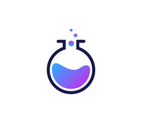 Modern Lab Logo. Science Beaker with Bubbles Icon Symbolizing Research and Innovation. Vector Logo Template