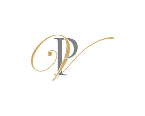 Letter P and V Logo Icon 001