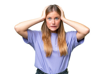 Young beautiful woman over isolated background doing nervous gesture