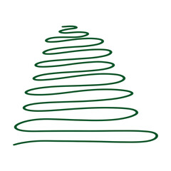 One line drawing of christmas tree. Merry Christmas and Happy New Year contour illustration. Christmas tree for the celebration of christmas day and new year isolated on white background.