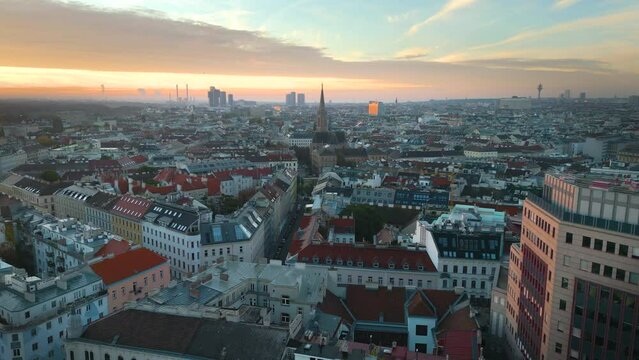 Vienna austria aerial view drone video view sky, vienna downtown church castle view.