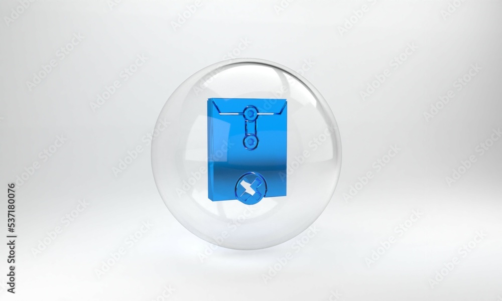 Poster blue delete envelope icon isolated on grey background. delete or error letter. cross on message. rej