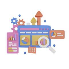 Fototapeta premium Analysis Data Digital Marketing 3D Illustration