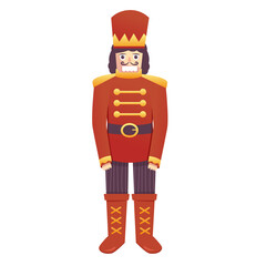 Christmas nutcracker soldier toy isolated. Vector illustration vintage. Retro red nutcracker toy. Christmas character