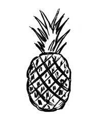 On a white background of black pineapple