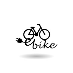 E bike logo icon with shadow