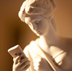 Marble Statue Holding Cell Phone Mobile Phone