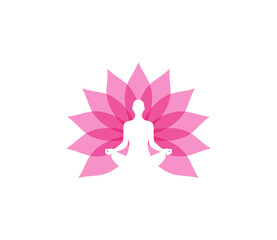 Yoga Logo. Lotus and Meditation Pose Icon Symbolizing Harmony and Serenity. Vector Logo Template
