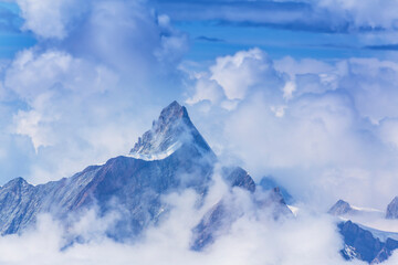 Beautiful alpine scenery in the Swiss Alps in winter