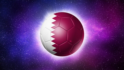 Fototapeta premium Soccer football ball with Qatar flag. Space background. Illustration