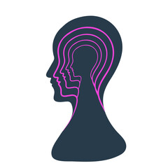 BPD Simple concept. Minimalistic Icon of human head with bipolar disorder or borderline personality disorder. Emotional dualism and Split Personality Disorder. Mental illness. Vector illustration.