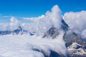 Fototapeta na wymiar Beautiful alpine scenery in the Swiss Alps in winter
