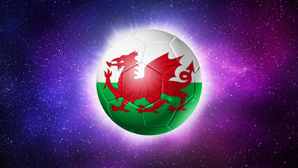 Fototapeta premium Soccer football ball with Wales flag. Space background. Illustration