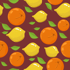 Lemon seamless pattern. Trendy summer background. Vector bright print for fabric or wallpaper