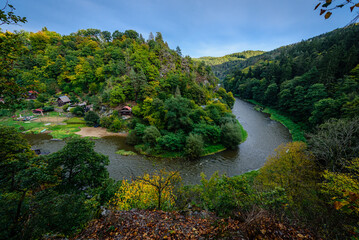 Fototapeta na wymiar Klimentova vyhlidka on river Sazava in Czechia. 