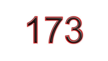 red 173 number 3d effect white background