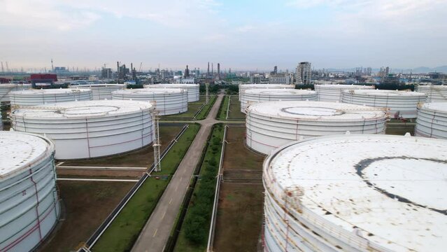 aerial view of oil storage