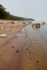 Rocky seashore and trees on the island of Kaunissaari, Pyht&auml;&auml;, Finland.