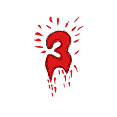 Paper number 3 letters. Realistic 3D multi layer papercut effect on white background. Image of letters of the alphabet letters. Decoration elements for birthday or wedding greeting designs