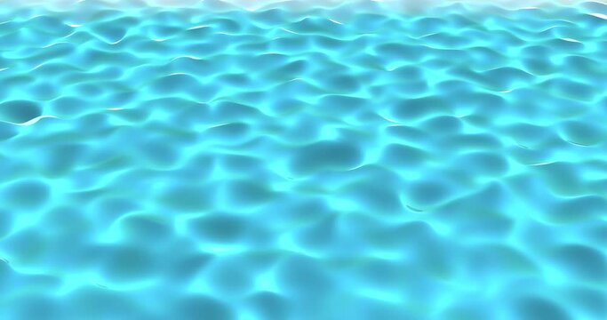 Bright glowing blue shiny transparent pool or sea water, liquid with waves and ripples background in high resolution 4k abstract animation motion design