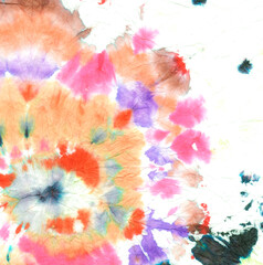 Obraz premium Red Spiral Tie Dye. Tiedye Round Design. Urban