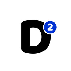 Obraz premium D2 brand icon. D2 vector monogram.