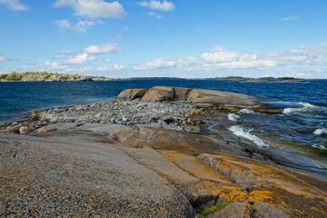 Rocky seashore on the island of Björkö, Archipelago of Korpo, Finland.