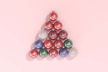 Ornament ball decoration on pink background. 3d render.