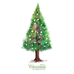 Artistic beautiful christmas line tree card on white background