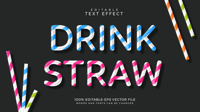 Drink straw editable text effect