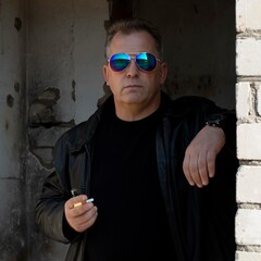 portrait of a man with a cigarette 