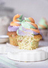 cupcake with butter cream icing and color sprinkles children's cake happy birthday happy 