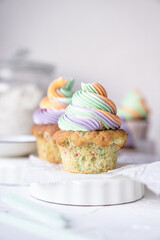 cupcake with butter cream icing and color sprinkles children's cake happy birthday happy 