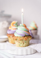 cupcake with butter cream icing and color sprinkles children's cake happy birthday happy 
