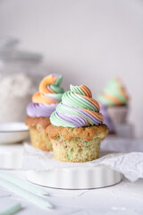 cupcake with butter cream icing and color sprinkles children's cake happy birthday happy 