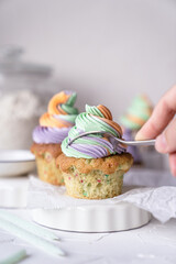 cupcake with butter cream icing and color sprinkles children's cake happy birthday happy 