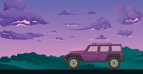 Fototapeta premium car on road illustration