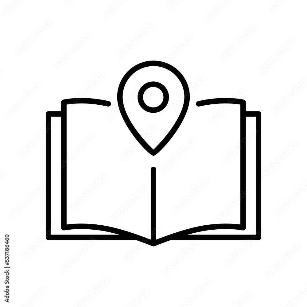 Aufkleber open book line icon illustration with map. icon illustration related to library location. simple vec