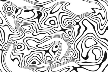 Black and white abstract striped background. Optical illusion. Smooth and wavy lines
