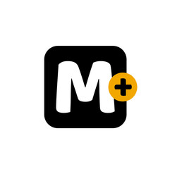 M plus brand letters icon. M plus vector monogram.