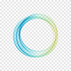 Blue, green circle. Transparent abstract lines in a circle. Banner design.