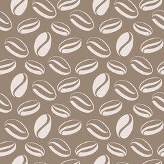 Seamless pattern with calligraphic coffee beans. Hand drawn vector illustration.