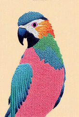 Parrot and flower embroidery