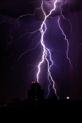 Vertical shot of lightning strike