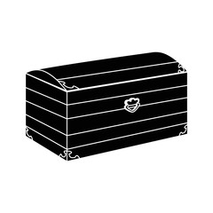 Chest silhouette. Closed wooden simple chest with a flat lid. For storage or wealth
