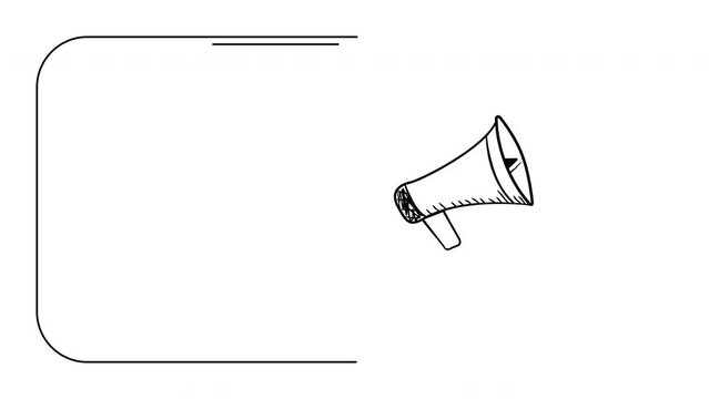 4k vertical video of rockets flying from public speaker in doodle style.