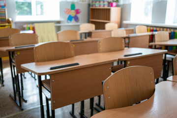 School classroom without student and teacher