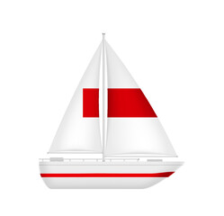 Modern sailing boat for travel in sea realistic. Sailboat ship yacht vessel for marine trip